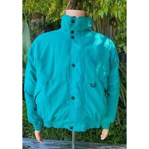 VTG 90s Eddie Bauer Ridge Line Bomber Goose Down Coat Mens M Teal Blue USA MADE